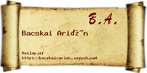Bacskai Arián névjegykártya